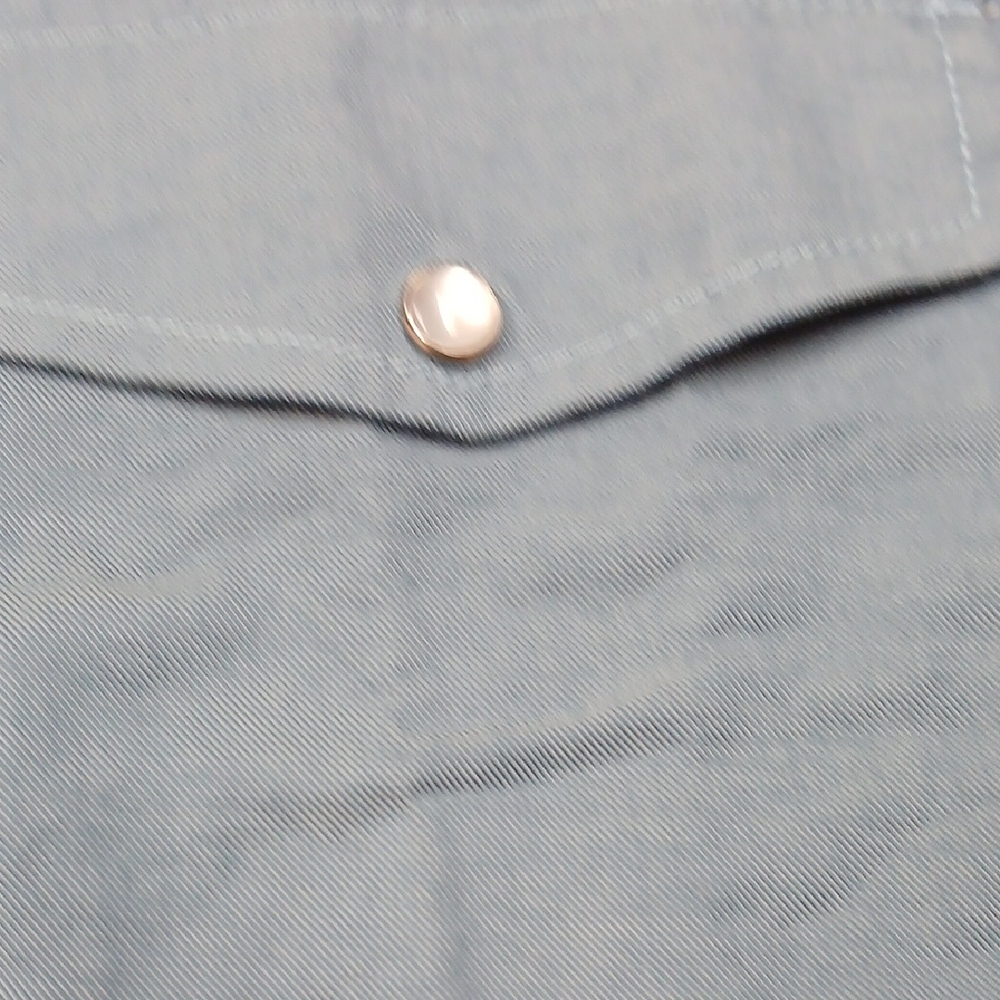 Casual Light Blue Snap-Front Button Down Shirt by - Picture 4 of 11